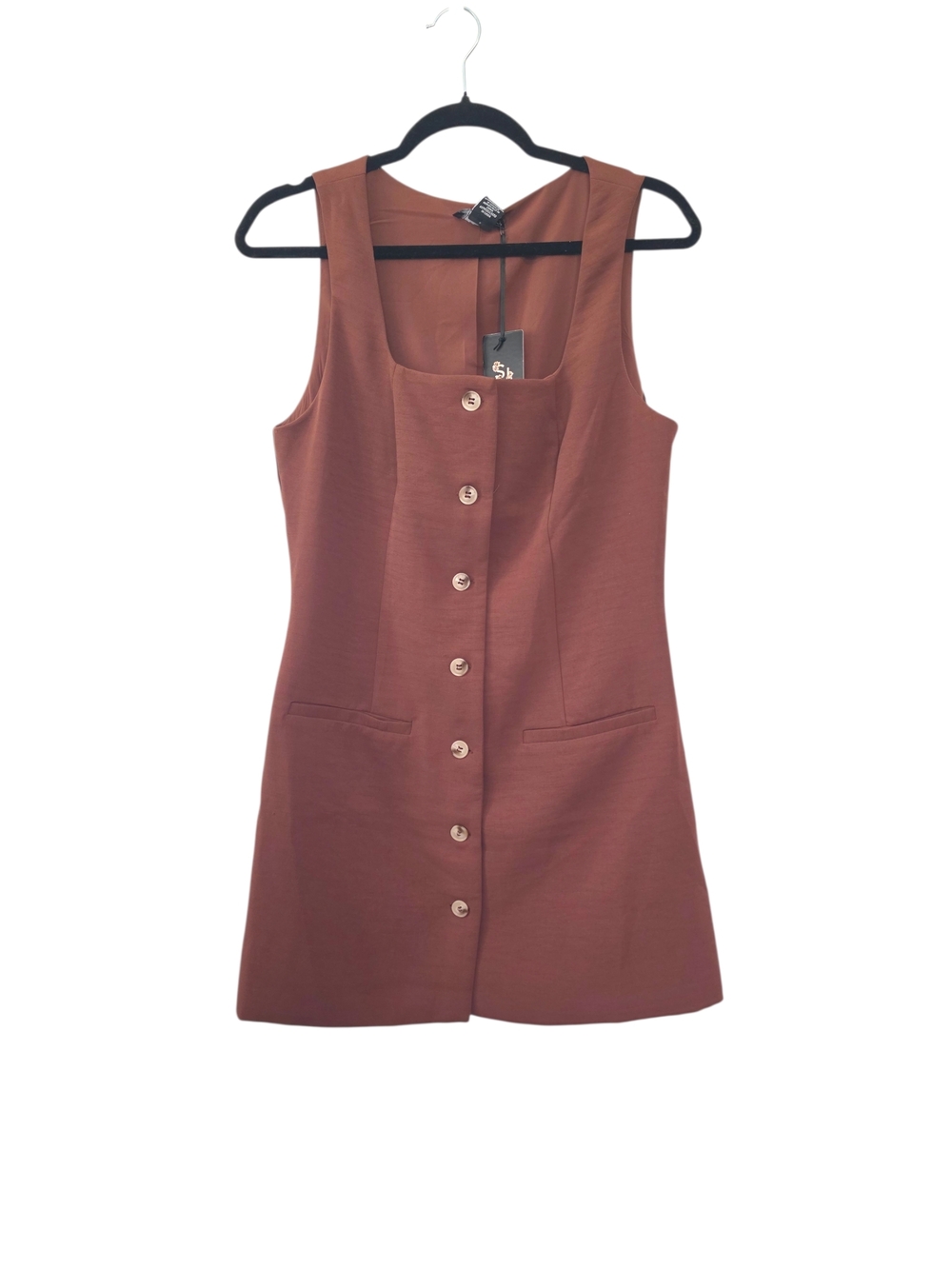 Sincerely Jules Sleeveless Button-Front Mini Dress in Rust Size Large NWT